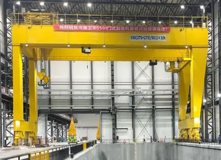 Weihua's 550-Ton Gantry Crane Successfully Completes Full-Load Testing